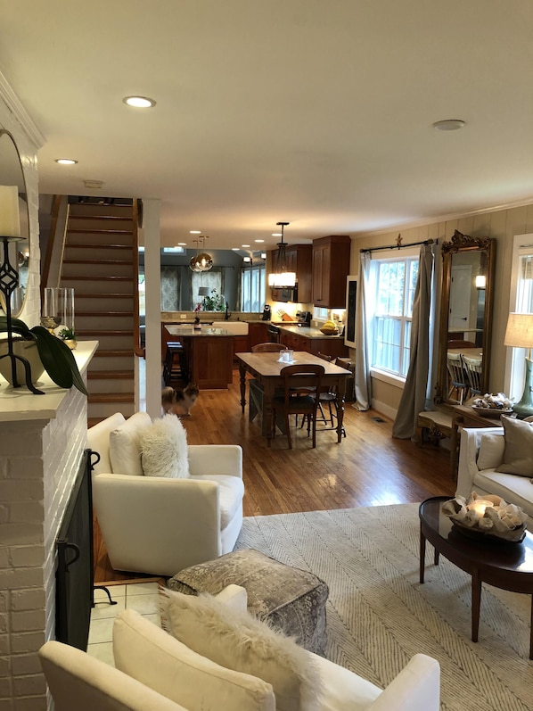 TV, fireplace, video games, DVD player