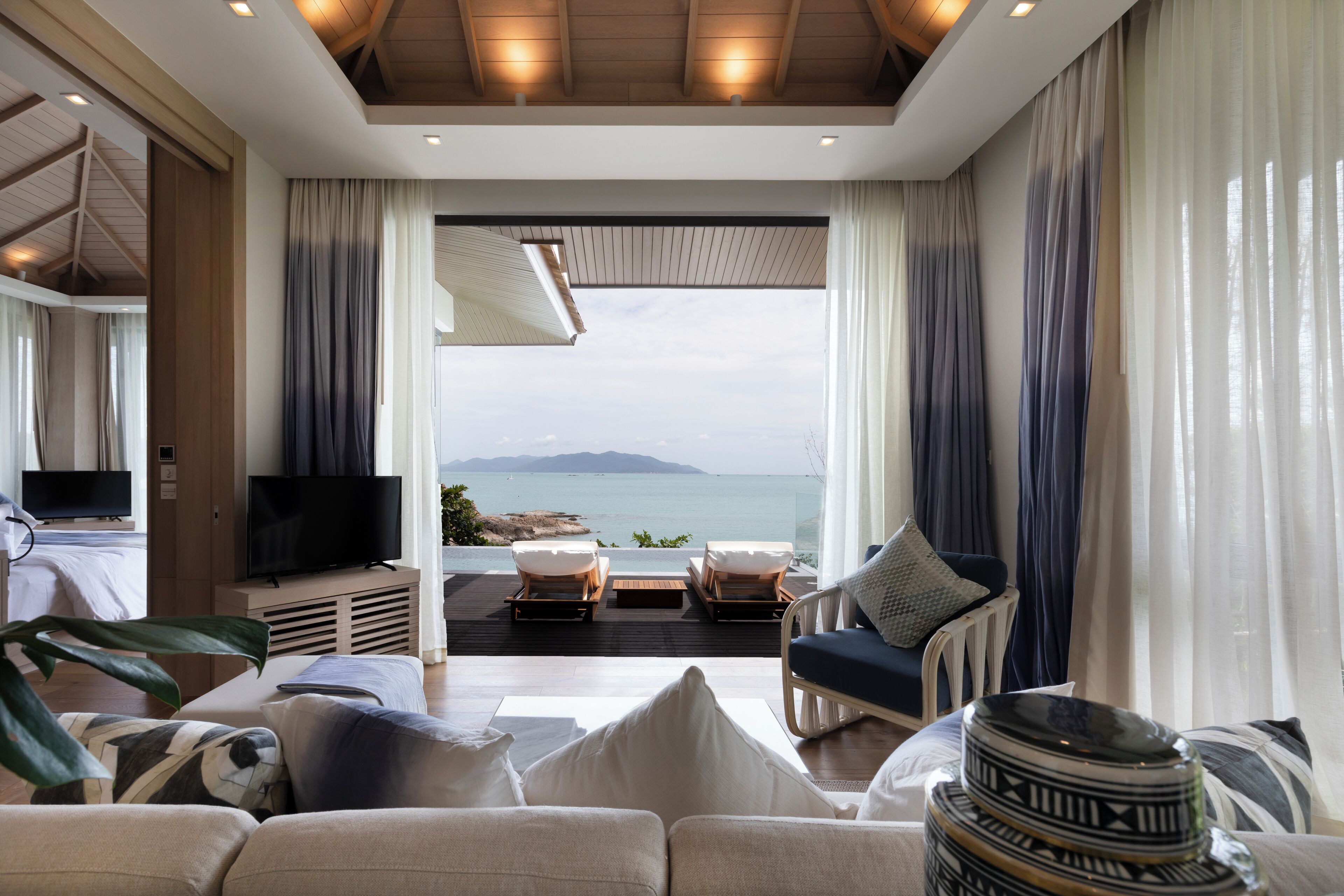 Ocean View Pool VIlla | Living area | 45-inch LCD TV with satellite channels, TV