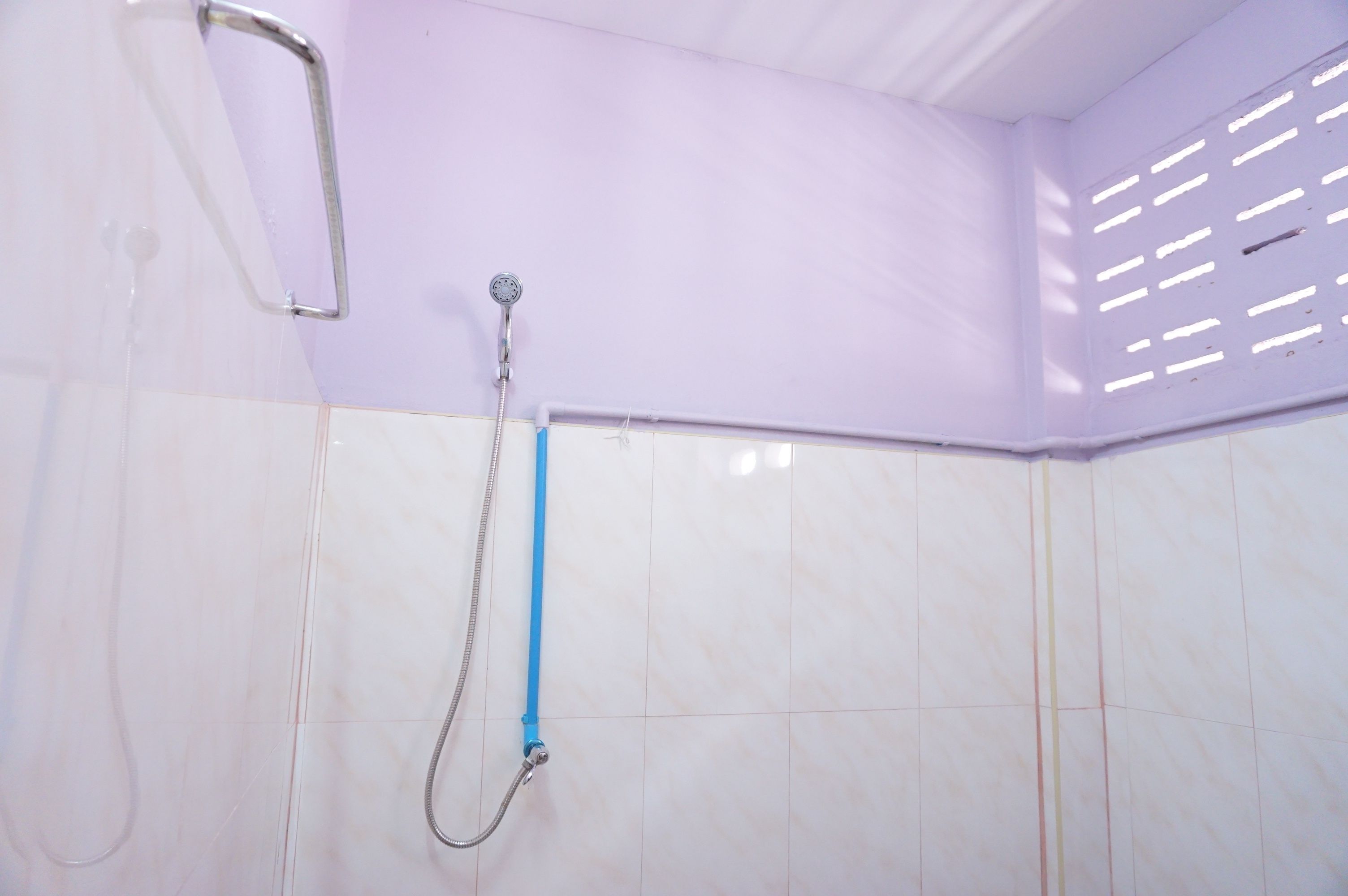 Shower, bathrobes, slippers, towels