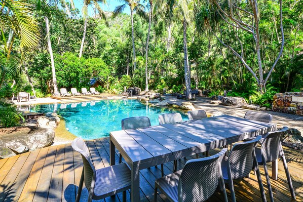 3 outdoor pools, pool umbrellas, pool loungers