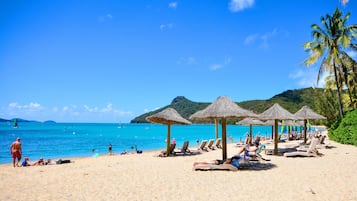 Beach nearby, white sand, free beach shuttle, sun-loungers