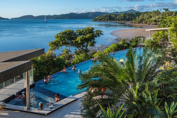 Outdoor pool, sun loungers