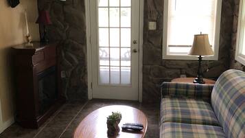 Smart TV, fireplace, DVD player, video library