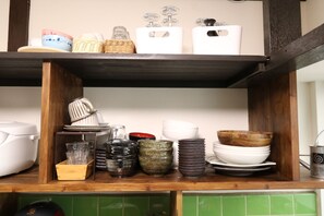 House (Private Vacation Home) | Private kitchenette | Fridge, microwave, stovetop, coffee/tea maker - Guest House E-Nine (Kyoto)