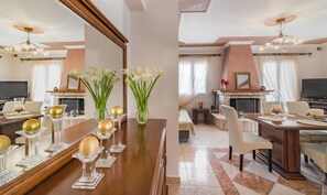 Villa, 4 Bedrooms | Living area | Flat-screen TV, fireplace, DVD player