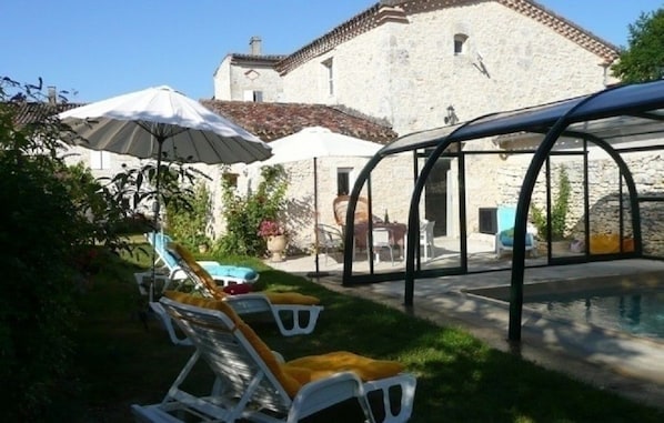 Indoor pool, seasonal outdoor pool, open open 24 hours, pool umbrellas