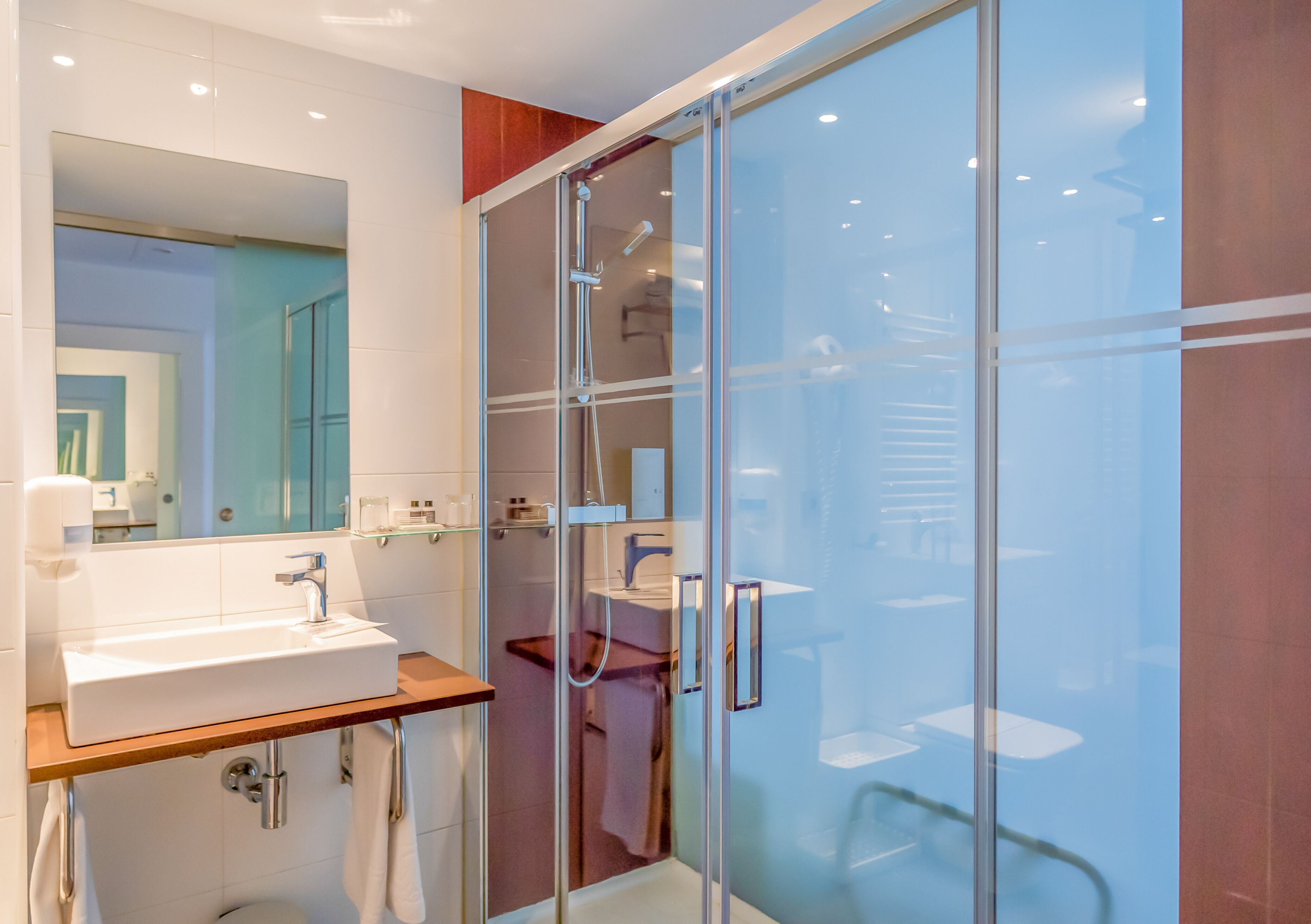 superior double or twin room | bathroom | shower, rainfall showerhead, eco-friendly toiletries, hair dryer