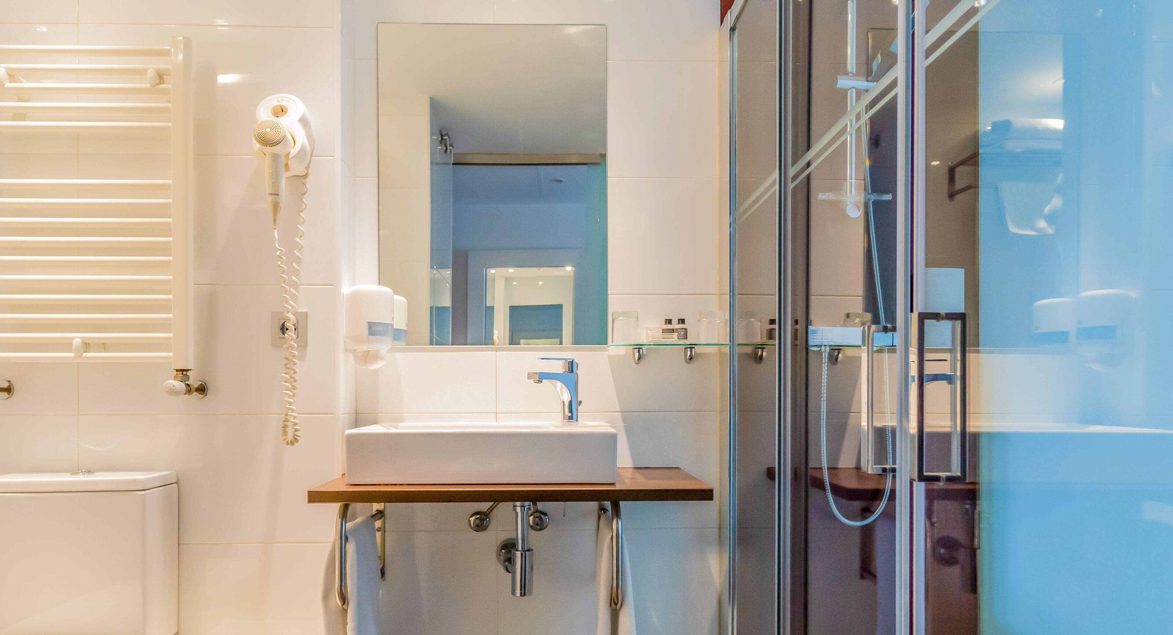 superior double or twin room | bathroom | shower, rainfall showerhead, eco-friendly toiletries, hair dryer