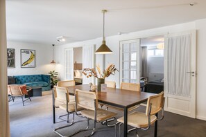 Design Apartment, 2 Bedrooms, Kitchen, Courtyard View (Amaliegade 43, Ground Floor) | Living area | Flat-screen TV, pay movies - The Churchill apartments by Daniel&Jacob’s (Copenhagen)