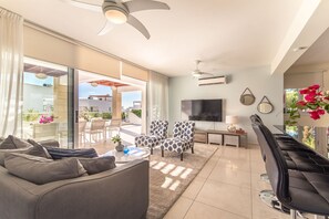 Villa, 4 Bedrooms, Private Pool | Living area | 65-inch flat-screen TV with satellite channels, Smart TV - Villa Porto (Pegeia)