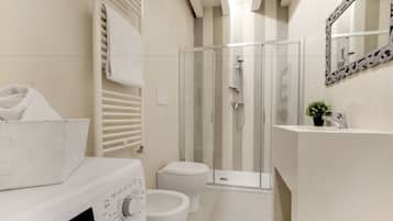 Apartment, 2 Bedrooms, Bellini Design | Bathroom | Shower, hair dryer, bidet, towels