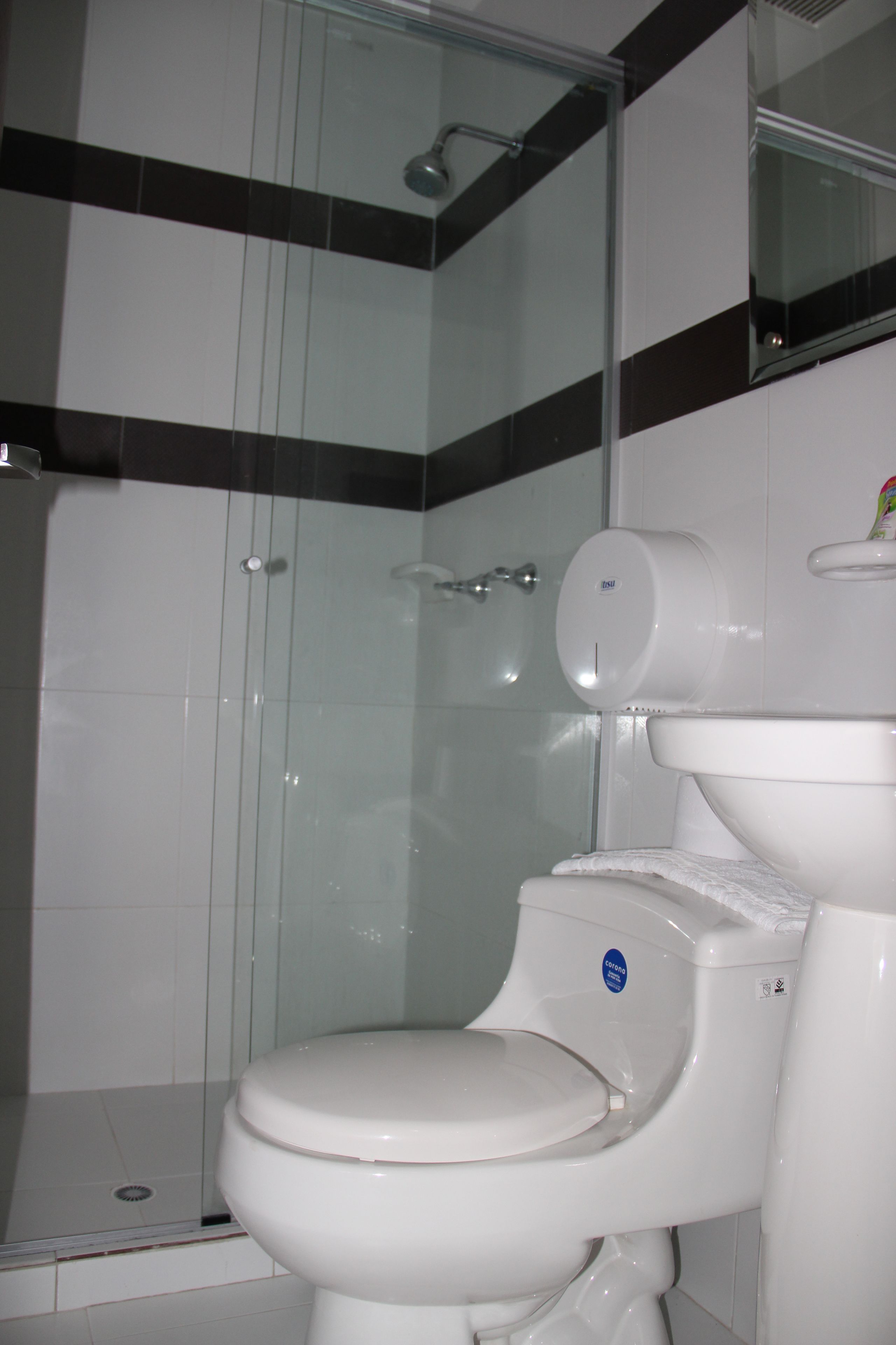 Shower, free toiletries, towels