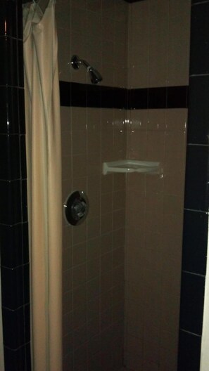Een bad/douchecombinatie, gratis toiletartikelen, een haardroger