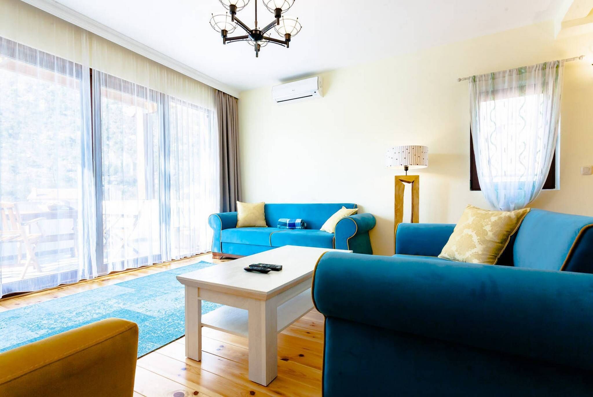 Smart TV, fireplace, DVD player, books