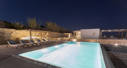 H2O Private Villa Paros, infinity swimming pool, sea view lounge area, bbq & Bar