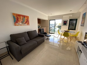 TV, DVD player, stereo