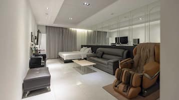 Deluxe Massage Chair | 1 bedroom, premium bedding, desk, laptop workspace