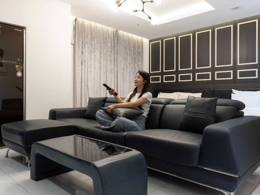 Suite | Premium bedding, desk, laptop workspace, blackout drapes