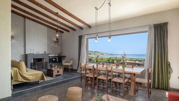 Villa, Sea View | Living area | Smart TV, fireplace, DVD player, table tennis