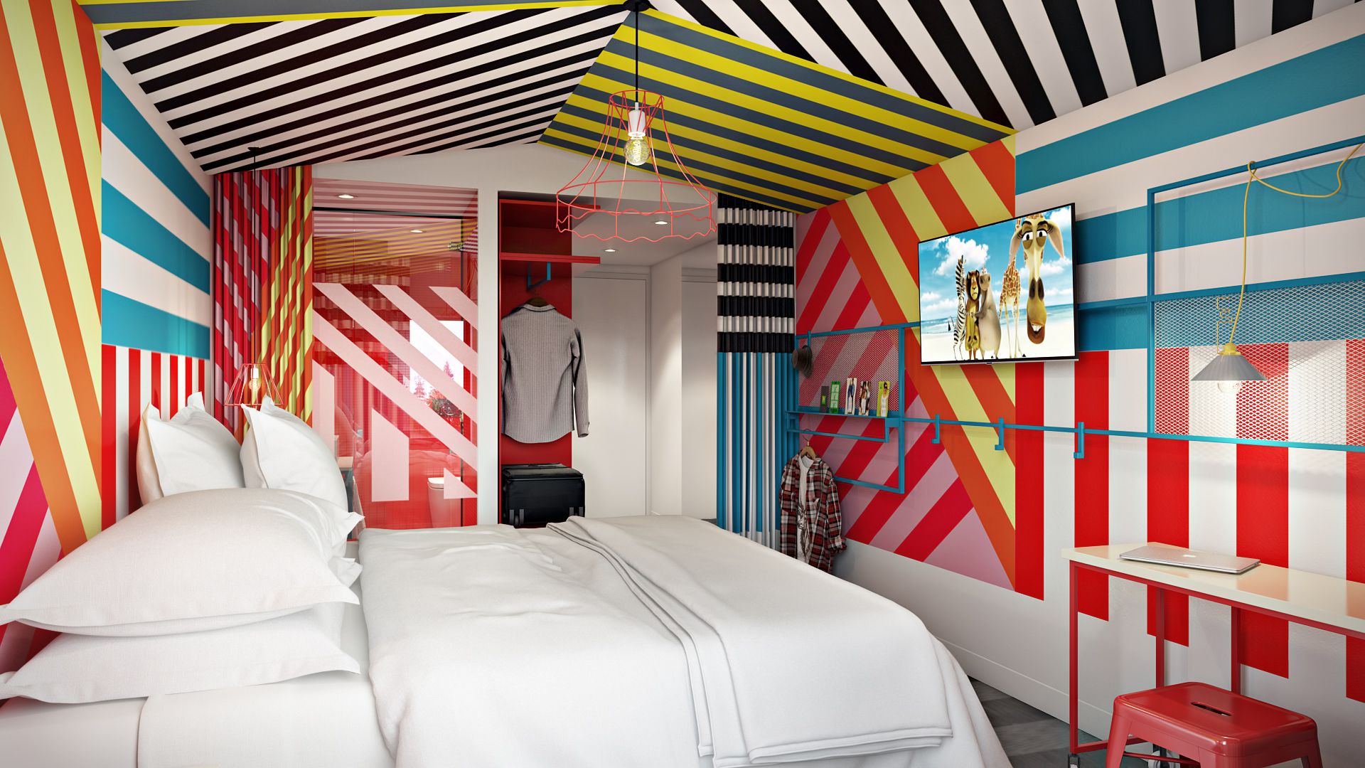 desk, blackout curtains, soundproofing, free cots/infant beds