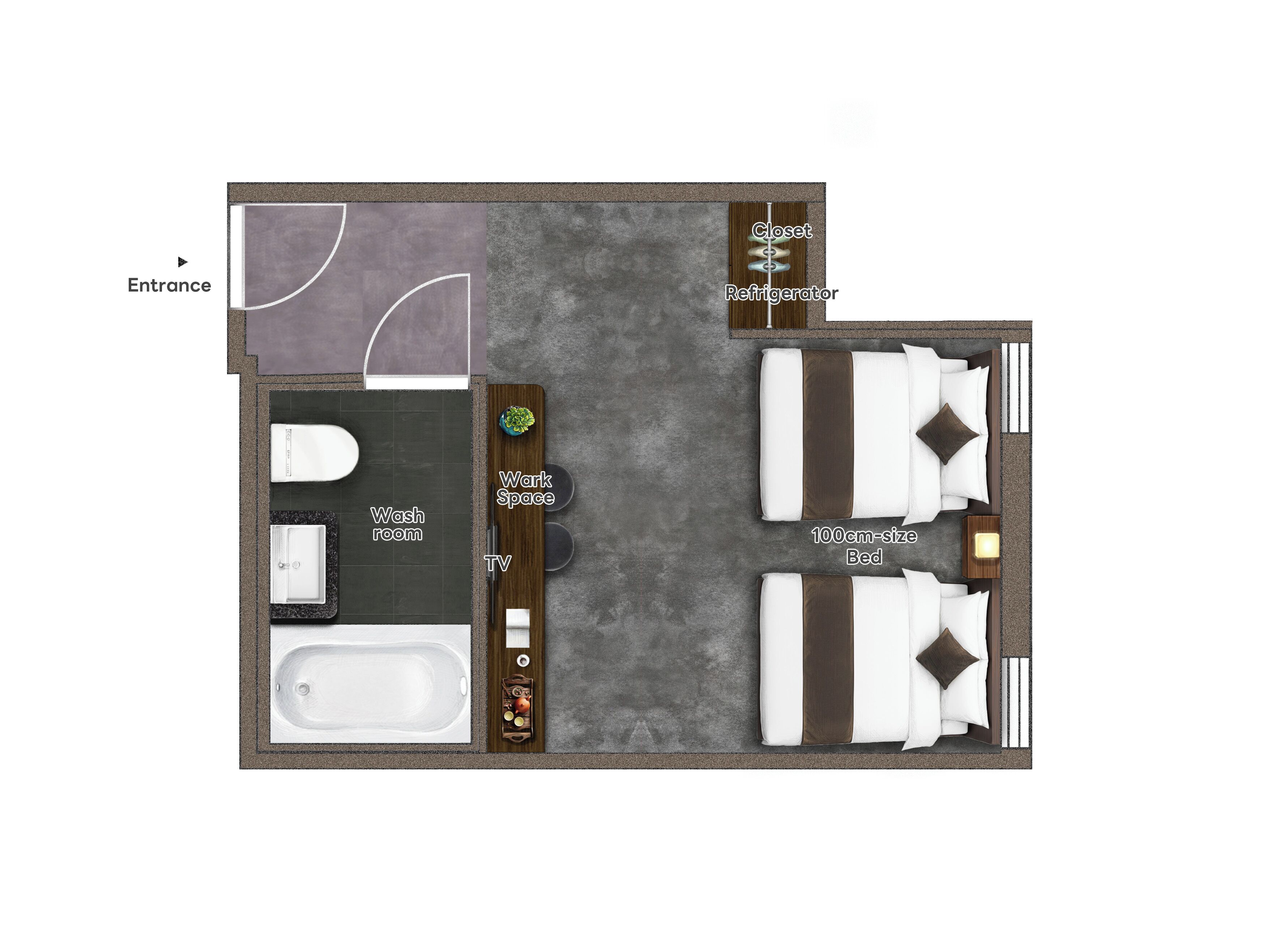 Kamar Twin Deluks, 2 Tempat Tidur Twin, akses difabel | Brankas, tirai kedap cahaya, Wi-Fi gratis, dan seprai linen