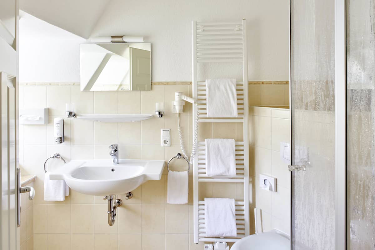 double room | bathroom | shower, free toiletries, towels