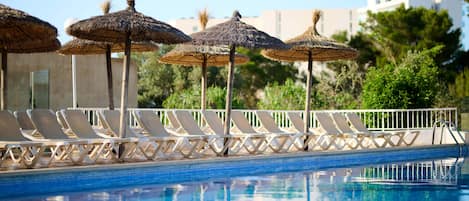2 outdoor pools, open 10:00 AM to 6:00 PM, pool umbrellas, sun loungers