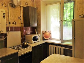 Apartment | Eigene Küche | Großer Kühlschrank, Mikrowelle, Herdplatte, Wasserkocher