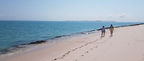 On the beach, motor boating, fishing