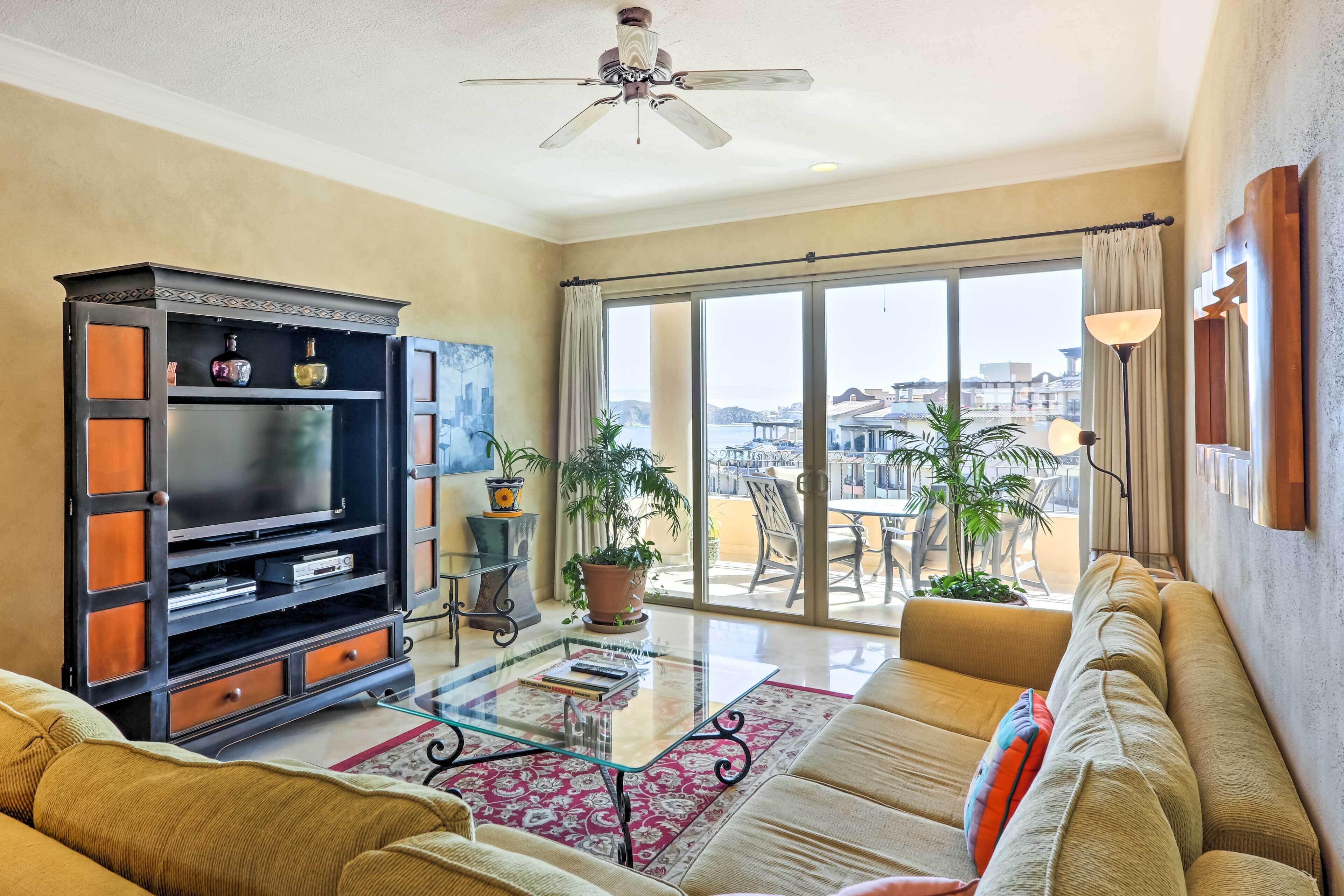 TV, DVD player, books