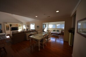 TV, DVD player, books, video library