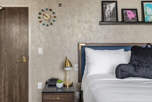 Pillowtop beds, in-room safe, blackout drapes, soundproofing