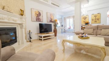 Télévision LED, cheminée, jouets