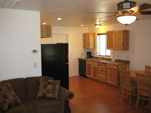 Smart TV, DVD player, books, video library