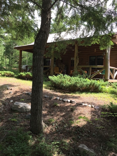 Log Cabin On Quiet Wilderness Lake In Downeast Lakes Region Of Maine
