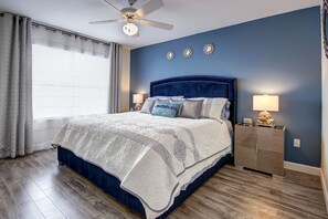 2 bedrooms, desk, iron/ironing board, travel crib