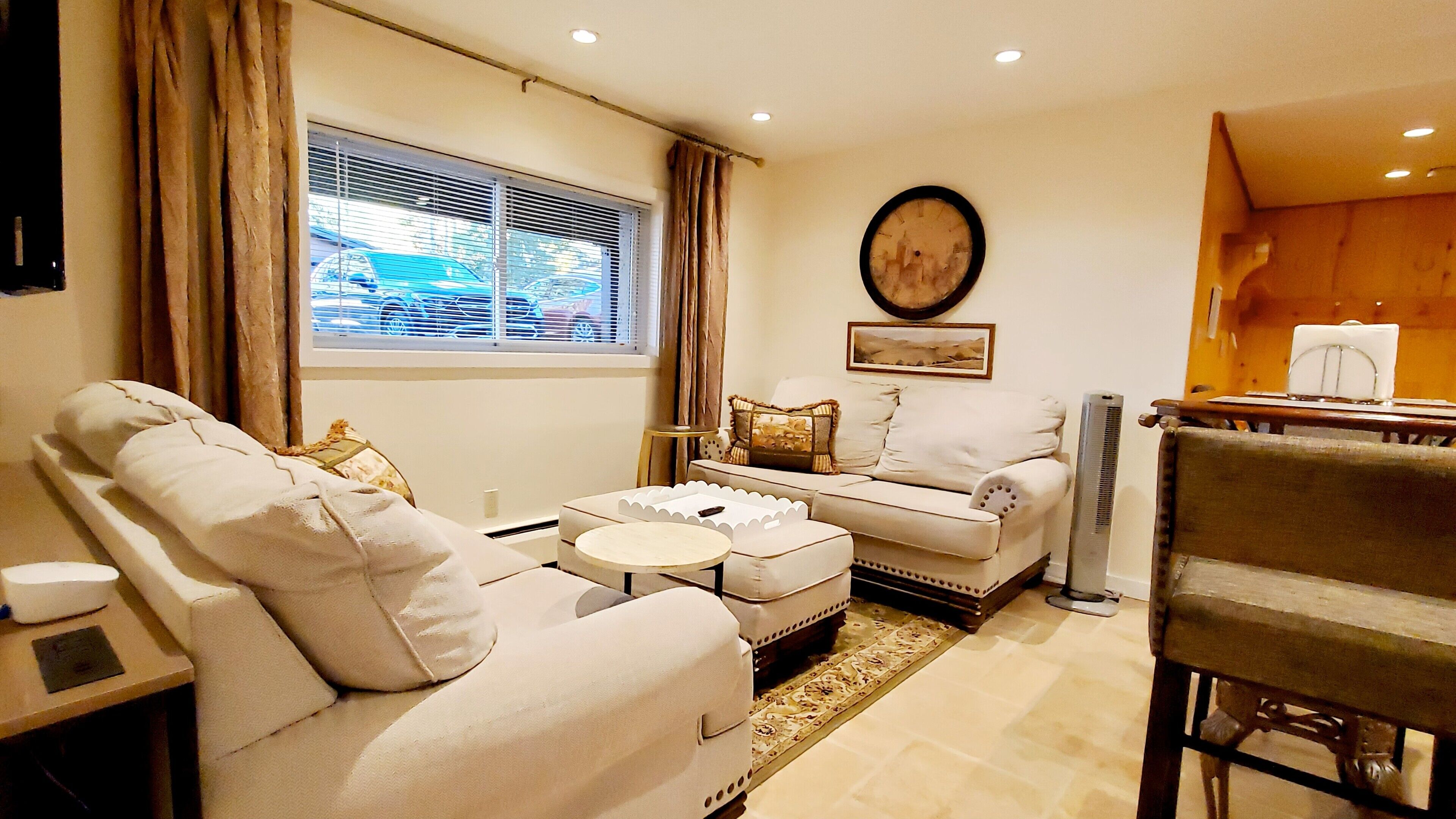 Smart TV, DVD player, books, video library