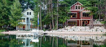 Nybygde luksuriøs hytte ved Lakefront med sandstrand, boblebad, SUP, dokk