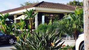 A building with a sign reading "Lotus Cafe and Juice Bar". - Spacious Ocean Oasis with Private Outdoor Shower! (Encinitas)