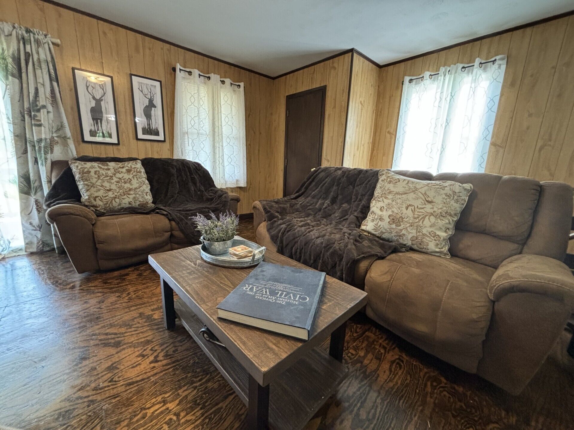 Smart TV, fireplace, video games, DVD player