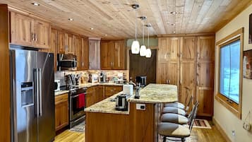 Microwave, coffee/tea maker, toaster, eco-friendly cleaning products