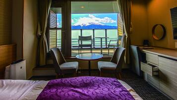 Down duvets, desk, blackout curtains, iron/ironing board