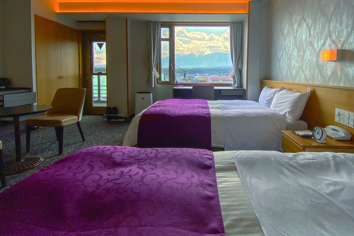 Special room deluxe twin room 2 bedrooms Mt. Fuji side with terrace top floor (34.23 square meters) | Down comforters, desk, blackout drapes, iron/ironing board