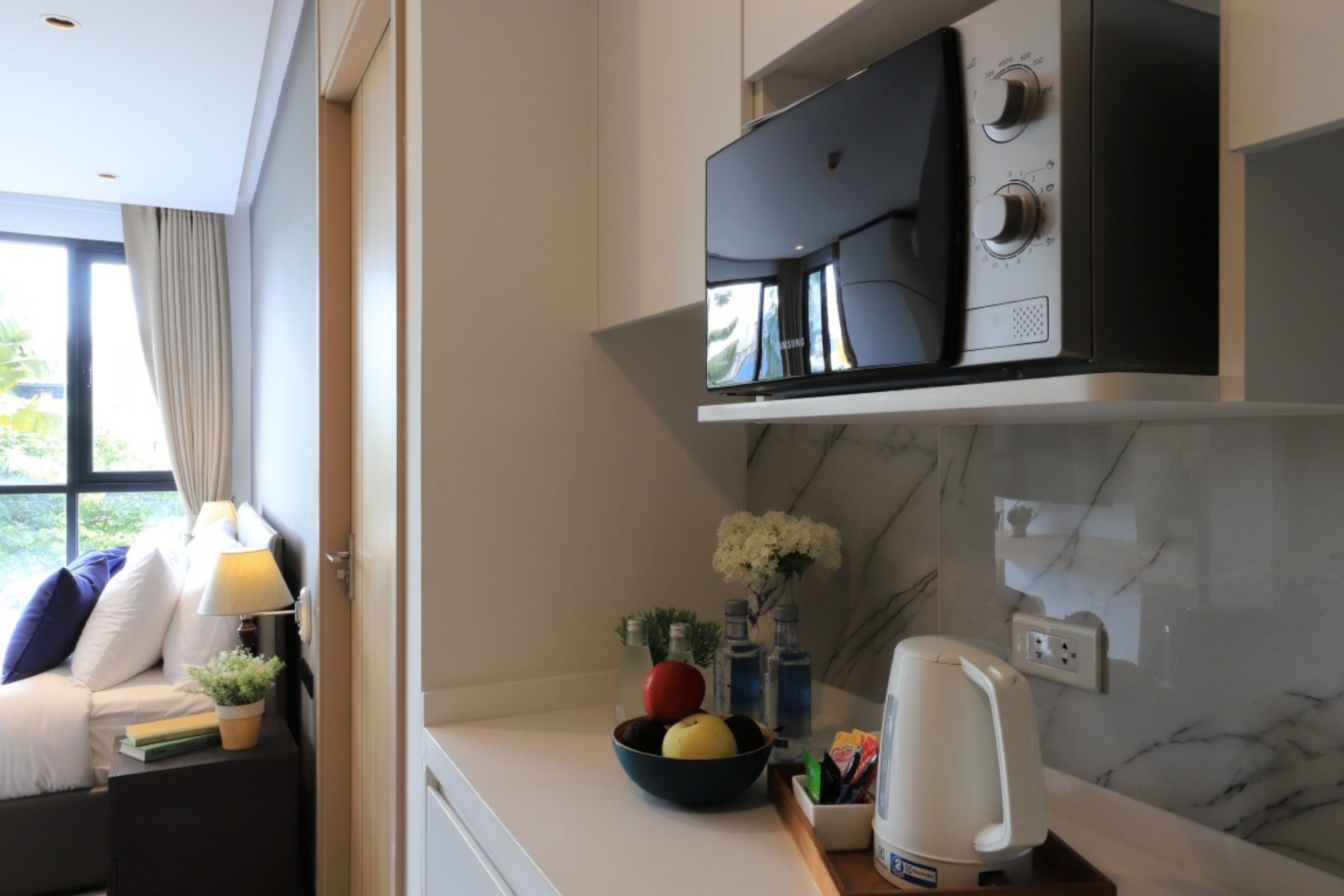 two bedroom family suites | private kitchen | fridge, coffee/tea maker