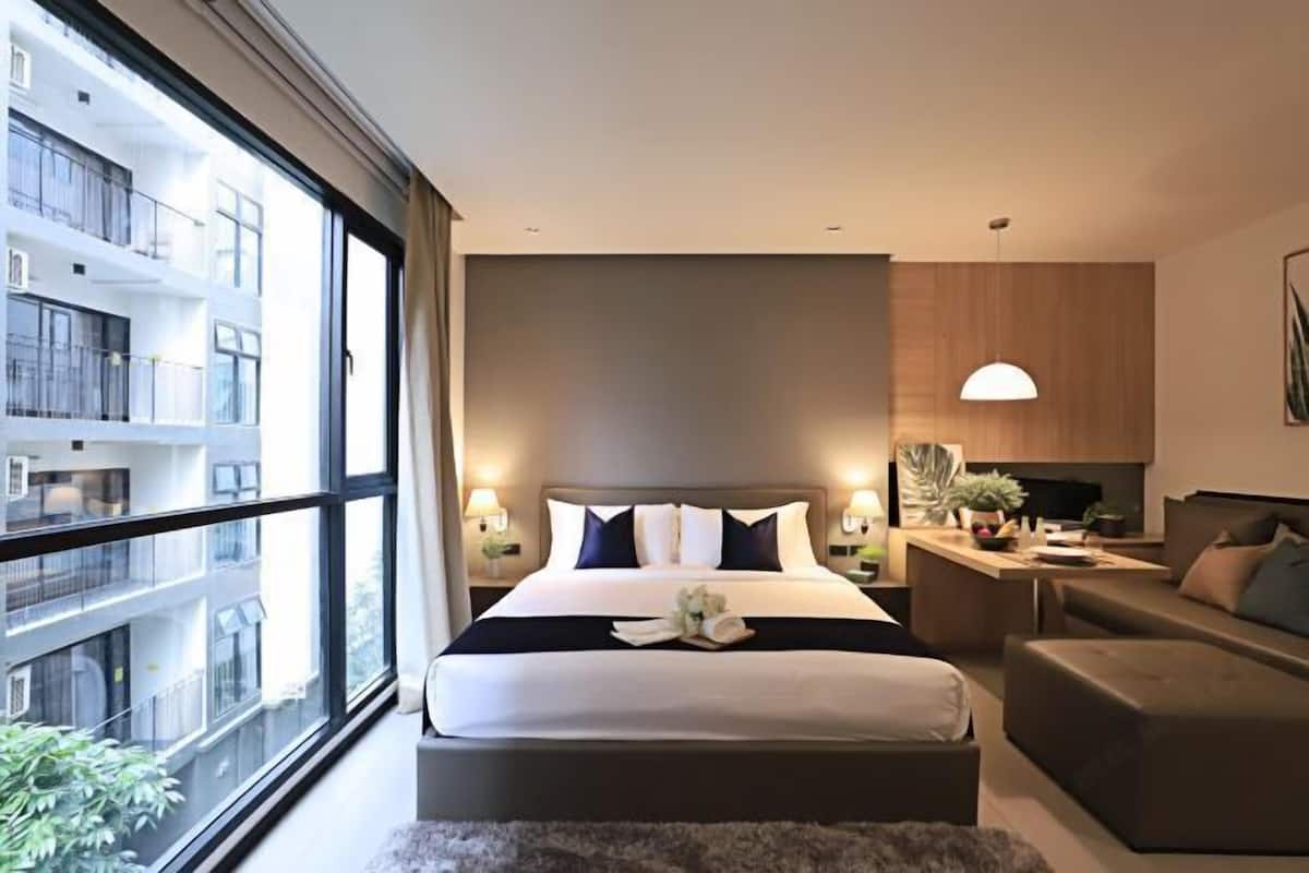 1 slaapkamer, een minibar met enkele gratis items