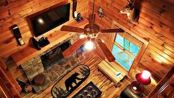 Smart TV, fireplace, video games, DVD player