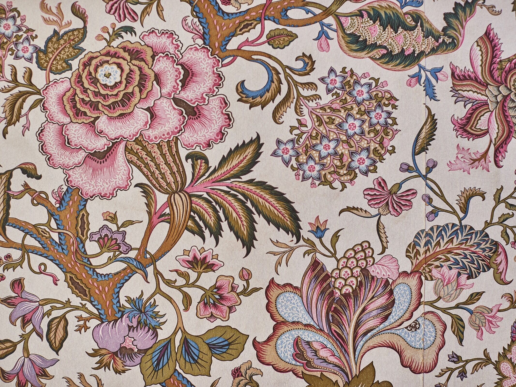 A detailed floral pattern on fabric.