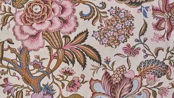 A detailed floral pattern on fabric.