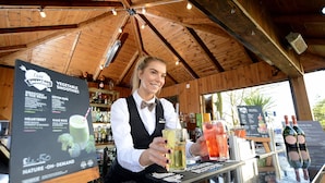 A bar area with a wooden ceiling and a menu board listing various beverages. - The Spa Hotel at Ribby Hall Village (Preston)