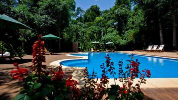 Outdoor pool, sun loungers